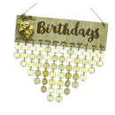 Birthday Board Reminder Plaque with Round Wooden Discs, Metal Ring, Wooden DIY