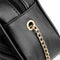 Women Simple Leather Crossbody Bag Chain Shoulder Messenger Handbag (Black) A