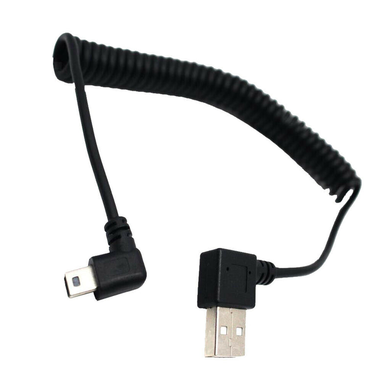 1.5m/5ft 90 Degree Angled USB 2.0 A Male to Mini B 5P Left Angle Male Spiral