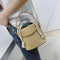 Women Straw Handbag Tote Summer Holiday Woven Bucket Bag Leisure Chain Shou H9W7