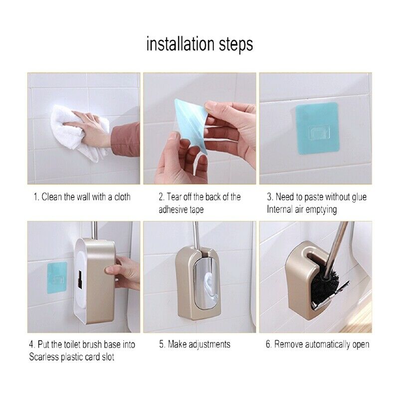 Wall-Mounted Toilet Brush Set Vented Stainless Steel Bathroom Bowl Cleaner G2R6