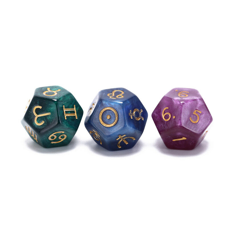 3pcs dice astrological creative dice set multi-faceted acrylic dice for fun H Gw