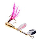 Fishing Lure Metal Rotate Sequins Spinner Spoon Baits Feather Fishhook Tackle