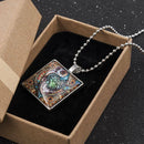 Glass Square Cabochon Necklace Pendant Owl Animal Birthday Gift Jewelry