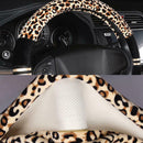 1Pc Leopard Print Plush Car SUV Steering Wheel Cover Keep Warm EPN UJR