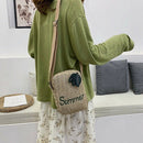 Summer Straw Square Bucket Backpack Zipper Design Women Straw Handbags Bags Y8Q8