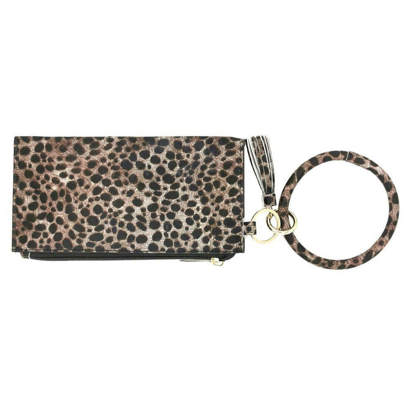 Leopard Women Handbag PU Leather Purse Tassel Keyhain Clutch Bag (Style 6)