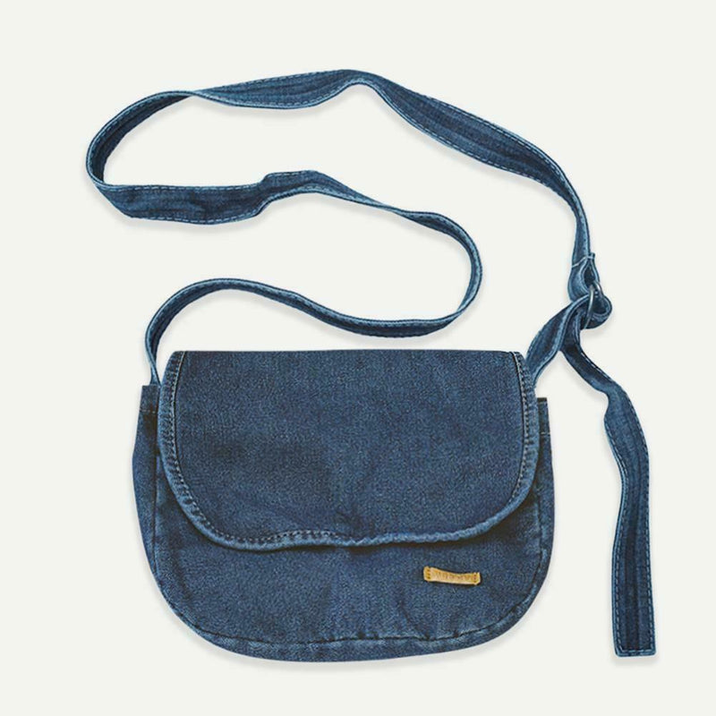 Women Canvas Denim Crossbody Bags Pure Color Flap Shoulder Bag (Dark Blue)