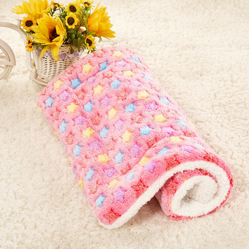 Dog Cat Blanket Pet Cushion Bed Soft Velvet Winter Warm Sleep Mat(Pink M) A