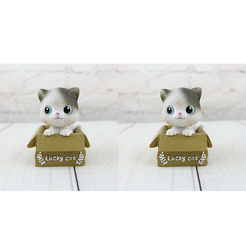 2Pcs Lovely Shaking Head Cat Nodding Ornament Car Home Office Decoration