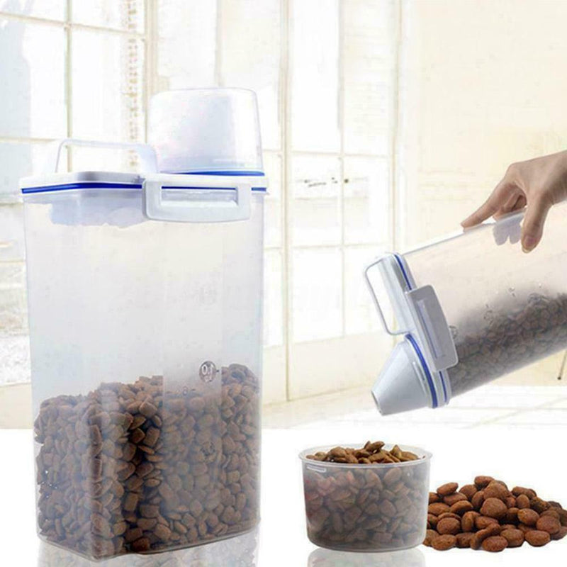 1.5L Pet Food Storage Container Airtight Dog Cats with Cup Measuring Clear G9S0