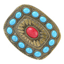Men Women Turquoise Classic Boho Belt Buckle Western Cowboy Buckle Bronze