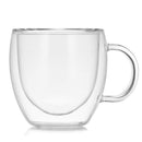 Office Insulated Coffee Mug Double Walled Clear Glass Cups with Handle 350ml