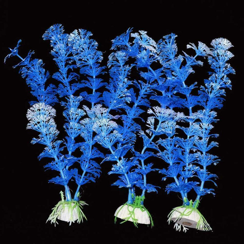 Aquarium Fish Tank Plastic Plant Tree Decoration Long White Blue Water T5F1 L8L1