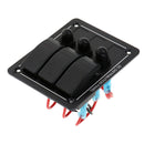 Black Aluminum 12V 3 Gang Red LED Rocker Electric Switch Panel Circuit Breaker