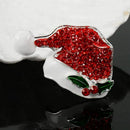 Christmas Brooch Pins Santa Hat Red and White Crystal Rhinestone Covered Sc