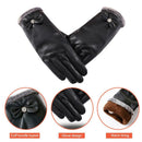 Women Motorcycle Riding Gloves Leather Mittens Touch Screen Warm Glove Mit