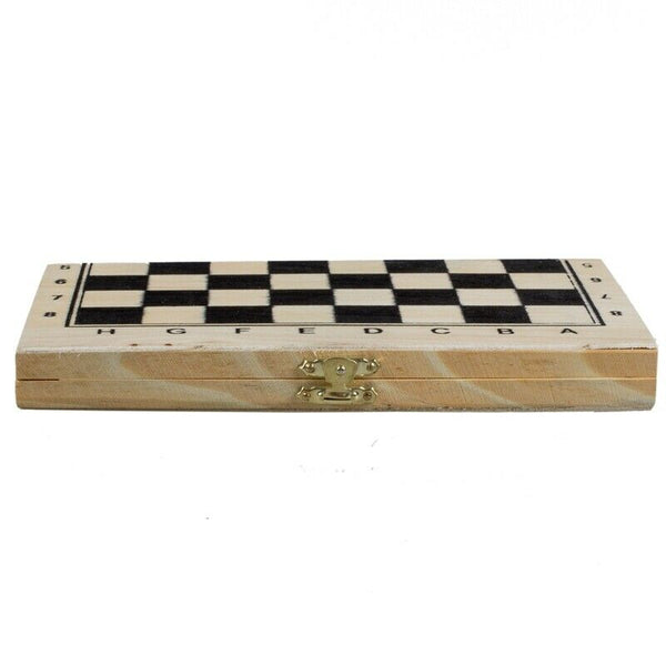Foldable Wooden Chessboard Travel Chess Set with Lock and Hinges--Ivory and E4L6