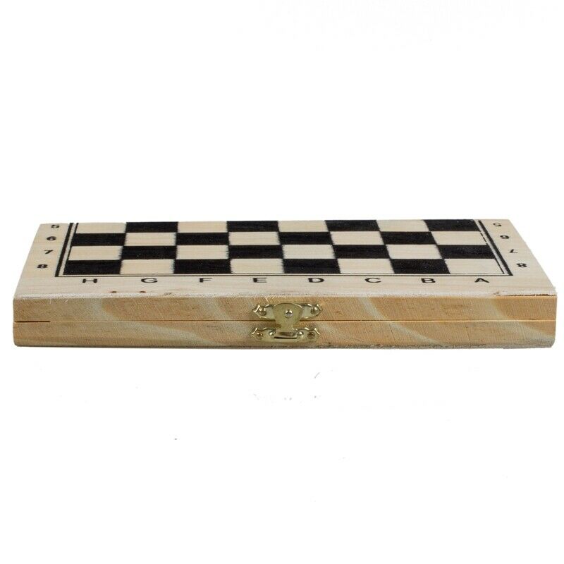 Foldable Wooden Chessboard Travel Chess Set with Lock and Hinges--Ivory and E4L6