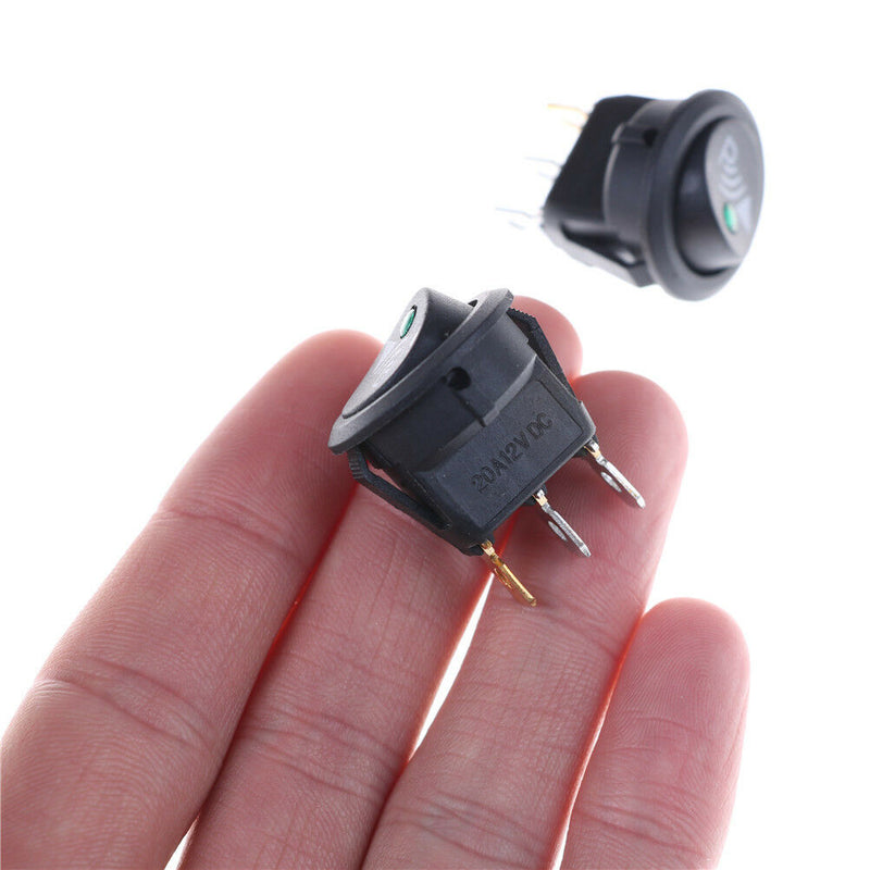 2pcs Parking Sensor Switch 12V 20A 3Pin Illuminated Rocker Switch Round  JR