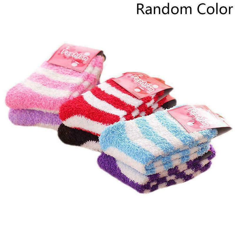 1 Pair Womens Soft Cozy Fuzzy Socks Home Warm Striped Free Slipper Size Z6S L7A2
