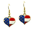 American Flag USA Love Heart Dangle Hook Earring Patriotic Jewelry