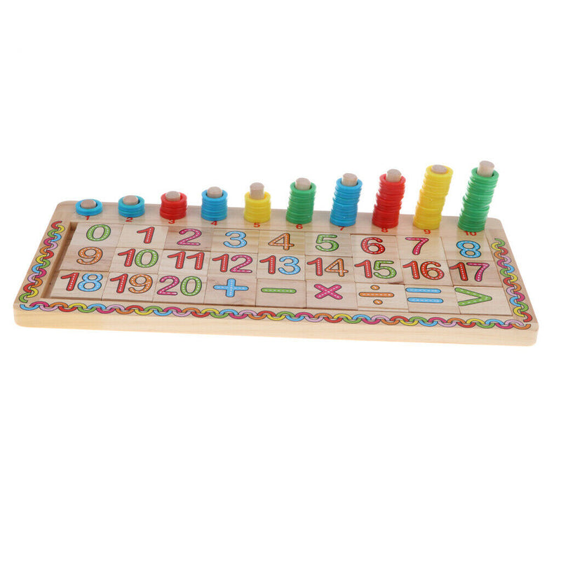 Montessori Wood Blocks Math Stacking Puzzle Intelligence Number Boards for Baby