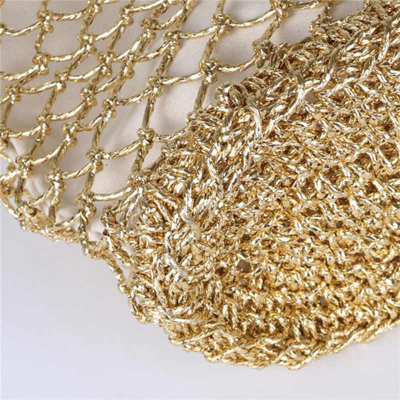 Bright Paper Ropes Hollow Woven Bag Straw Bag Female Reticulate Handbag Net M2I8