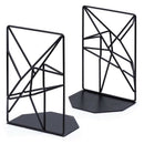 Bookends Black,Decorative Metal Book Ends Supports for Shelves,Unique Geome