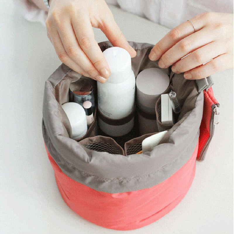 Nylon Drawstring Travel Cosmetic Bag Makeup Organizer Toiletry Bags (Red) A
