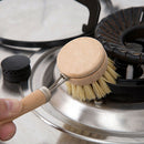 Household Wooden Long Handle Pan Pot Brush Dish Bowl Washing Cleaning BrushOZ