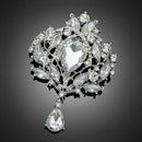 Rhinestone Alloy Brooch Crown Glass Women Corsage Badges Jewelry (White) A