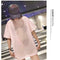 Fashion Women Bling Solid Short Sleeve Loose T-Shirts Long Tops (Pink XL)