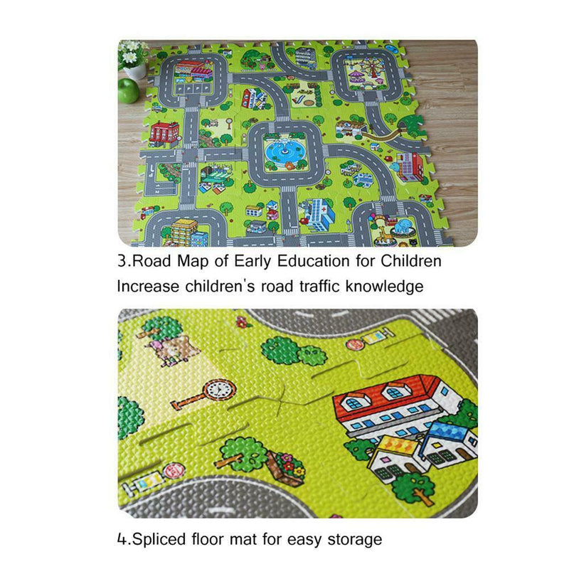9pcs Baby EVA Foam Puzzle Floor Mat Toddler Traffic Route Interlocking Pad