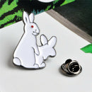 Cartoon Cute Two White Rabbits Evil Brooch Pins Jeans Clothes Jewelry Women JR