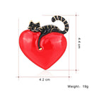 Cat Love Heart Enamel Pins Badge Clothes Lapel Brooch Women Jewelry (Black) A