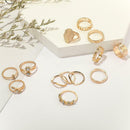 13pcs/set Rhinestone Letter Ring Women Geometric Knuckle Rings Jewelry Gift