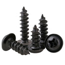 60Pcs M3* 4-12mm Phillips Pan Head Washer Self Tapping Screws kits Zinc Black