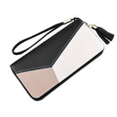 Women's Wallet Long Leather Zipper Ladies Clutch Purse(Black)