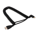 HDMI Male to Right Angle HDMI Male Spiral Coiled Cable 1080p for SLR Camera