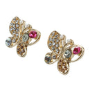 Fashion Multicolour Rhinestone Butterfly Retro Ear Studs Earrings 1 Pair