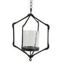 Wall Hanging Moroccan Wire Hollow Wedding Candle Holder Lantern D - Black