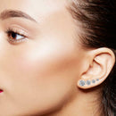 4 Pairs Round Rhinestone Earrings Zircon Crystal Ear Studs Korean Jewelry Gift