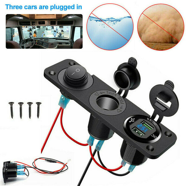 3 in 1 12V Car Cigarette Lighter Socket Splitter Dual USB Charger Power Adapter
