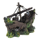 Fish Tank Decoration Cave Decor Sailing Boat Shipwreck Aquarium Sunk Ship