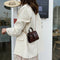 Elegant Leather Mini Shoulder Bags Women Chain Messenger Handbag (Coffee) A