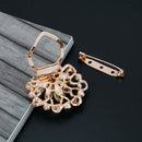 Womens Crystal Scarf Ring Clip Buckle Flower Silk Shawl Holder Brooch Badge With