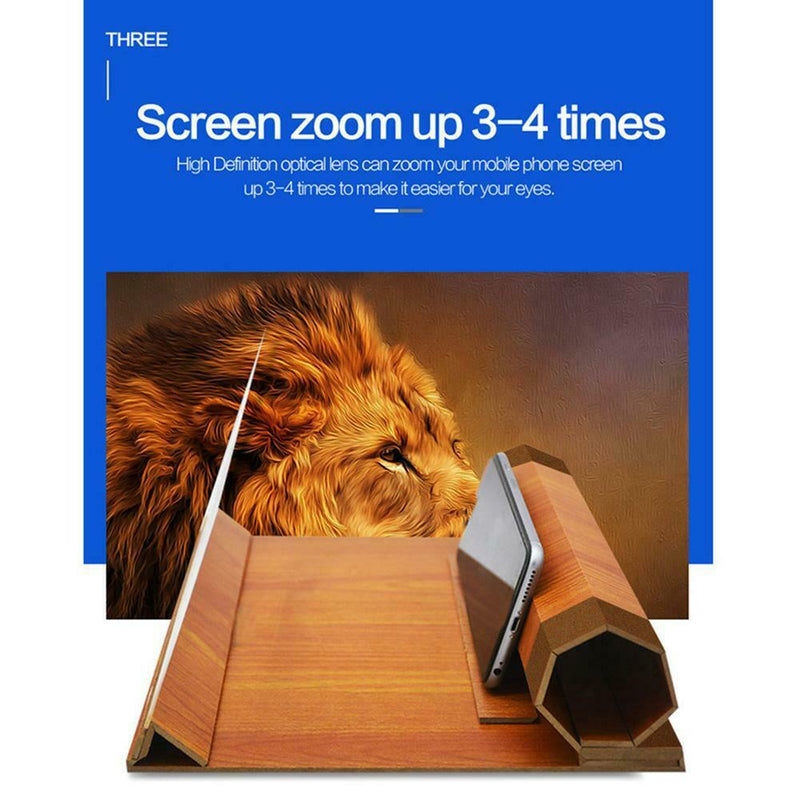 12 inch Wood Phone Screen Magnifier Stand Cellphone Display Amplifying Holder