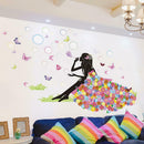Self-adhesive Butterfly Girl Wall Stickers Removable Decals Bedroom Decor A