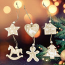 6pcs Hemp Rope Wooden Christmas Pendent Xmas Tree Hanging Ornaments Party Decor